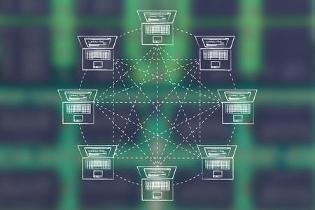 laptops connected with each other in a fully connected network structure