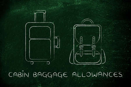 cabin baggage allowances: illustration of a piece of luggage and a backpack