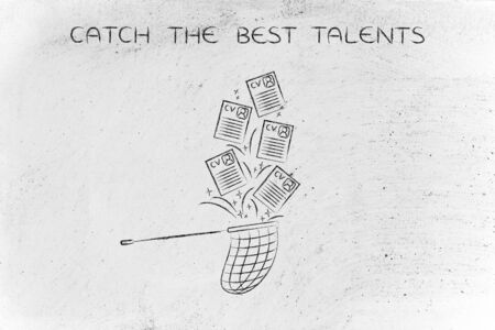catch the best talents: net trying to handle all the falling curriculum vitaeの写真素材