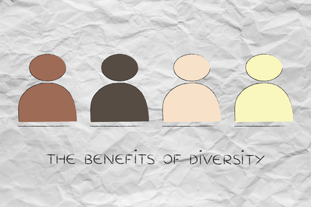 diverse and inclusive workplace concept: minimalistic illustration with multi ethnic teamの写真素材