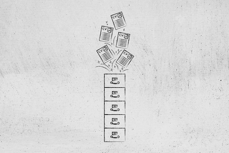 organize your applications: archive with curriculum vitae flying into or out of itの写真素材