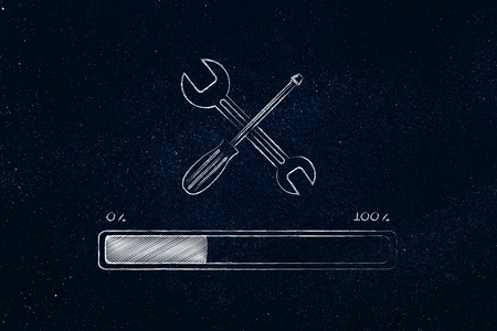 fix loading: progress bar with wrench and screwdriver iconの写真素材