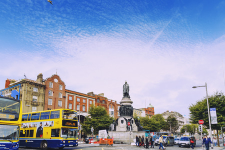 DUBLIN, IRELAND - Septembter 27th, 2016: View over O'Connell street in Dublin One districtのeditorial素材