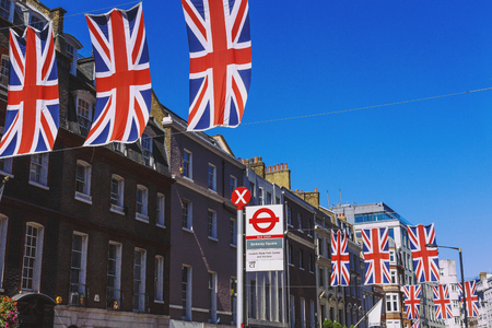 LONDON, UNITED KINGDOM - August 12th, 2016: Detail of Bruton Street in the affluent area of Mayfair in London city centreのeditorial素材