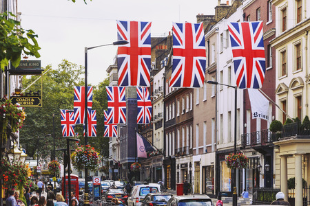 LONDON, UNITED KINGDOM - August 12th, 2016: Detail of Bruton Street in the affluent area of Mayfair in London city centreのeditorial素材
