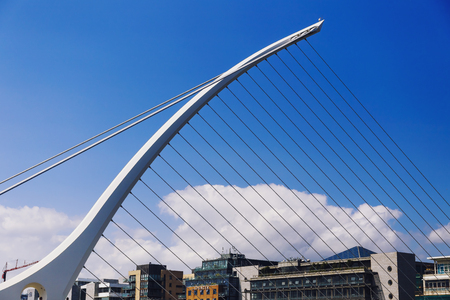 DUBLIN, IRELAND - 12th July, 2017: view over the Liffey river and the Samuel Beckett bridge in Dublinのeditorial素材