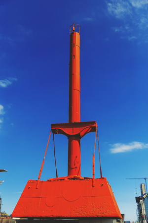 DUBLIN, IRELAND - 12th July, 2017: detail of the regenerated Docklands area of Dublin featuring the red Diving Bellのeditorial素材