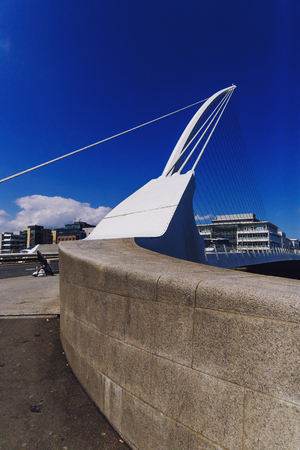 DUBLIN, IRELAND - 12th July, 2017: view over the Liffey river and the Samuel Beckett bridge in Dublinのeditorial素材