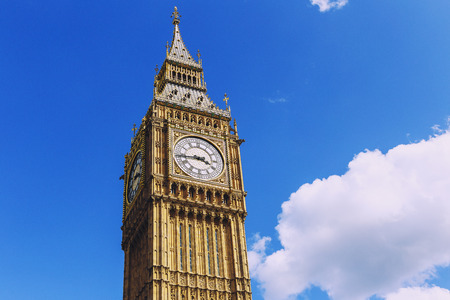 LONDON, UK - August 03, 2014: the Bg Ben and Palace of Westminster's beautiful architecture in...