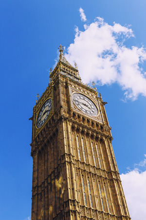 LONDON, UK - August 03, 2014: the Bg Ben and Palace of Westminster's beautiful architecture in London on a sunny summer dayのeditorial素材