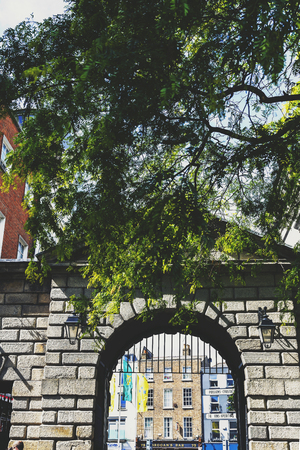DUBLIN, IRELAND - July 15th , 2017: Architectural detail of Dublin Castle's courtyard in Irelandのeditorial素材
