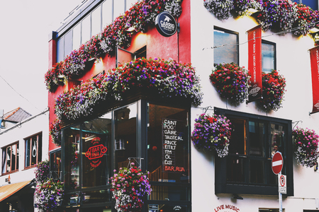 DUBLIN, IRELAND - July 15th , 2017: detail of one of the many pub in the Dublin's city centreのeditorial素材