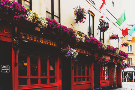 DUBLIN, IRELAND - July 15th , 2017: detail of the pubs and streets in the Temple Bar district in Dublin, Irelandのeditorial素材