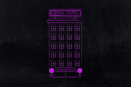 toursim and accomodation industry concept: Grand Hotel flat minimal illustration の写真素材