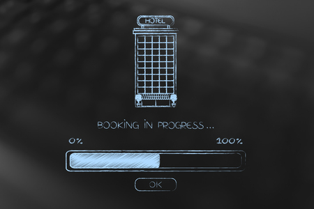 booking in progress concept: hotel with bar loading