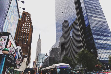 NEW YORK, NY - September 3rd, 2017: Street in Midtown with view over the Empire State Building in the distanceのeditorial素材