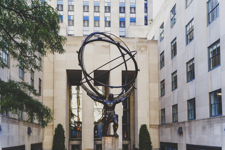 NEW YORK, NY - September 4th, 2017: Statue of Atlas in front of the Rockefeller Centerのeditorial素材