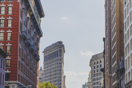 NEW YORK, NY - September 4th, 2017: the Flatiron building and surrounding area in Manhattan