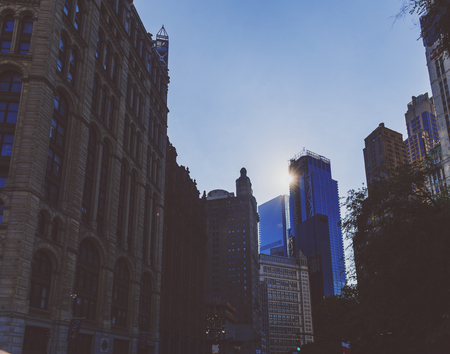 NEW YORK, NEW YORK - September 4th, 2017: Architecture and beautiful buildings along the streets of...