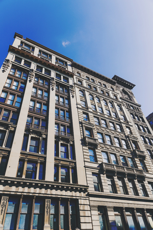 NEW YORK, NEW YORK - September 4th, 2017: Architecture and beautiful buildings along Broadway in Manhattan New York on a sunny late summer dayのeditorial素材