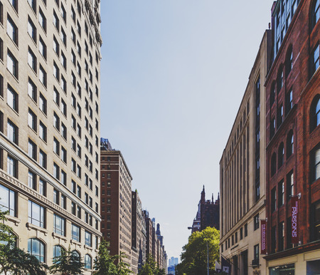 NEW YORK, NEW YORK - September 4th, 2017: Architecture and beautiful buildings on the Fifth Avenue in Manhattan New York on a sunny late summer dayのeditorial素材