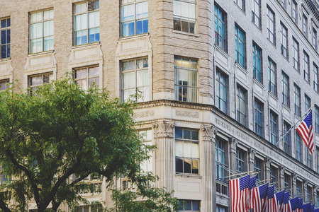 NEW YORK, NEW YORK - September 4th, 2017: detail of the street surrounding the Rockefeller Center in Manhattan, nyc with plenty of turistsのeditorial素材