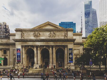 NEW YORK, NY - September 9th, 2017: view of the New York Public Library in Manhattanのeditorial素材