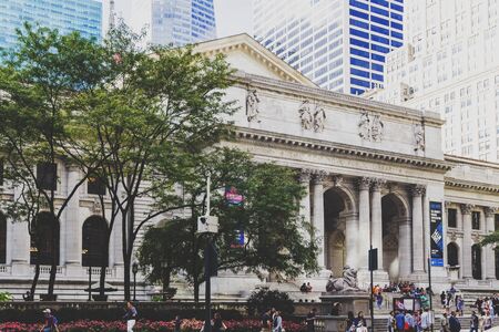 NEW YORK, NY - September 9th, 2017: view of the New York Public Library in Manhattanのeditorial素材