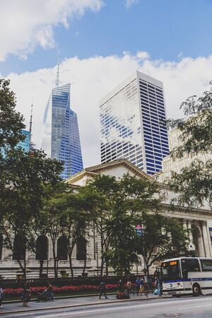NEW YORK, NY - September 9th, 2017: view of the New York Public Library in Manhattanのeditorial素材