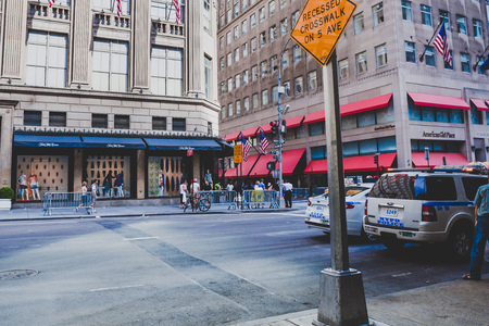 NEW YORK, NY - June 8th, 2014: detail of the 5th Avenue in Manhattan, New York one of the main shopping areas of the cityのeditorial素材