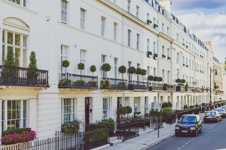 LONDON, UNITED KINGDOM - August 3rd, 2014: beautiful architecture in Belgravia, an affluent area of London city centreのeditorial素材