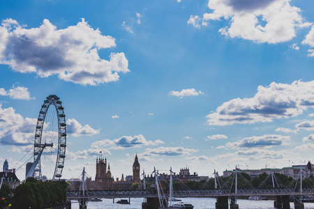 LONDON, UNITED KINGDOM - August 3rd, 2014: the London Eye ferris wheel in London city centreのeditorial素材
