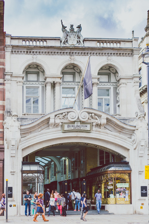LONDON, UNITED KINGDOM - August 2nd, 2014: The Burlington Arcade in London city centre with...