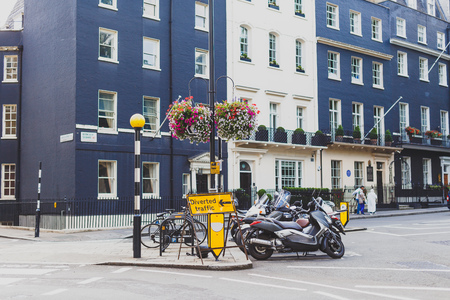 LONDON, UNITED KINGDOM - August 2nd, 2014: beautiful building architecture in the affluent area of Berkeley Square in London city centreのeditorial素材