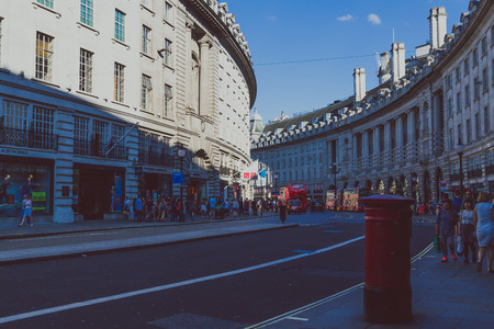 LONDON, UNITED KINGDOM - August, 22th, 2015: detail of Regent Street in central London under a vibrant skyのeditorial素材