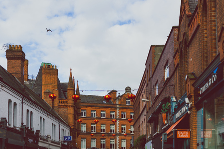 DUBLIN, IRELAND - February 17th, 2018: historical buildings in the streets of Dublin city centre...