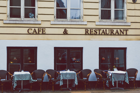 COPENHAGEN, DENMARK - March 11th, 2018: Architecture and restaurants the streets of Copenhagen featuring the typical Scandinavian styleのeditorial素材