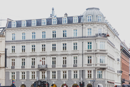 COPENHAGEN, DENMARK - March 9th, 2018: Architecture and buildings of the streets of Copenhagen featuring the typical Scandinavian styleのeditorial素材