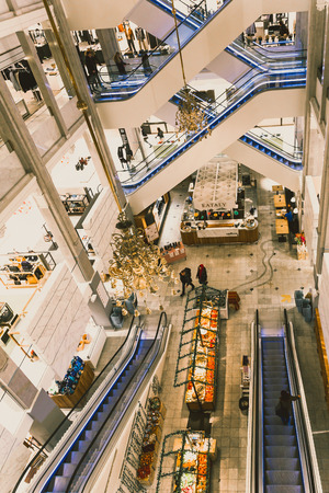 COPENHAGEN, DENMARK - March 11th, 2018: Architecture and details of the interior of the Illum department store in Copenhagen city centre in Strogetのeditorial素材