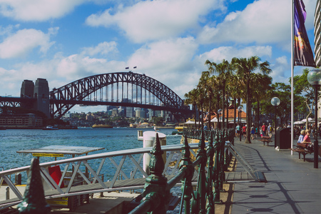 SYDNEY, AUSTRALIA - December 16th, 2013: View of Sydney Harbour and Circular Quay area featuring the iconic Harbour Bridgeのeditorial素材