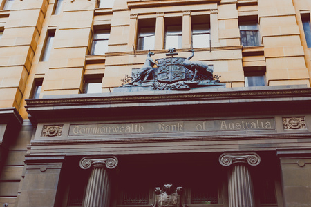 SYDNEY, AUSTRALIA - December 16th, 2013: Exterior of the Commonwealth Bank of Australia's building in Sydney CBDのeditorial素材