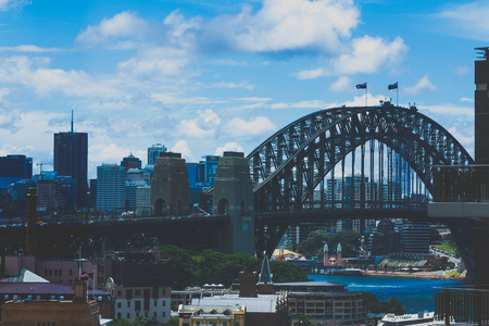 SYDNEY, AUSTRALIA - December 16th, 2013: City view featuring the iconic Sydney Harbour Bridge and surrounding areaのeditorial素材