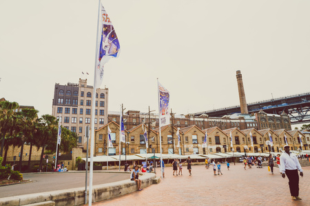 SYDNEY, AUSTRALIA - December 16th, 2013: detail view of The Rocks neighbourhood in Sydney CBDのeditorial素材