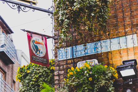 DUBLIN, IRELAND - April 12th, 2018: the Temple Bar pub in Dublin, arguably the most popular traditional Irish pub in Irelandのeditorial素材