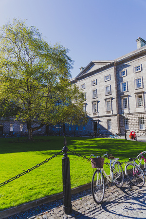 DUBLIN, IRELAND- April 25th, 2018: view of the courtyard of the famous Trinity college in Dublin city centreのeditorial素材
