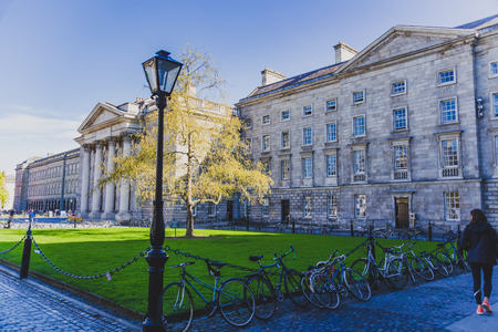 DUBLIN, IRELAND- April 25th, 2018: view of the courtyard of the famous Trinity college in Dublin city centreのeditorial素材