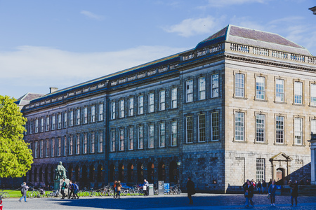 DUBLIN, IRELAND- April 25th, 2018: view of the courtyard of the famous Trinity college in Dublin city centreのeditorial素材