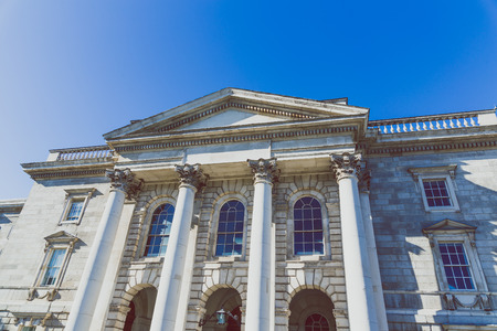 DUBLIN, IRELAND- April 25th, 2018: view of the courtyard of the famous Trinity college in Dublin city centreのeditorial素材