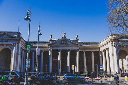 DUBLIN, IRELAND- April 25th, 2018: the Irish House of Parliament building exteriorのeditorial素材