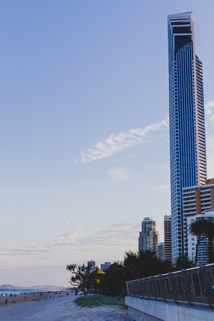 GOLD COAST, AUSTRALIA - January 2nd, 2014: the beach and landscape in Surfers Paradise on the Gold...